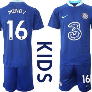 MENDY 16 Chelsea FC 2022/23 Heimtrikot Blau Trikotsatz für Kinder FußballTrikot