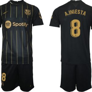 Neuen FC Barcelona Trikots 2022/23 Schwarz Gold Trikotsatz mit Aufdruck A.INIESTA 8