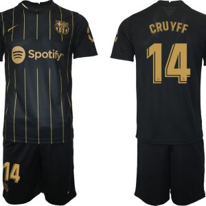 Neuen FC Barcelona Trikots 2022/23 Schwarz Gold Trikotsatz mit Aufdruck CRUYFF 14