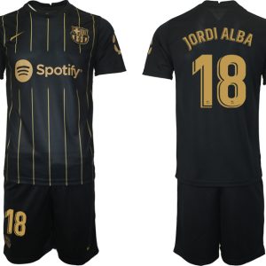 Neuen FC Barcelona Trikots 2022/23 Schwarz Gold Trikotsatz mit Aufdruck JORDI ALBA 18