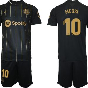 Neuen FC Barcelona Trikots 2022/23 Schwarz Gold Trikotsatz mit Aufdruck MESSI 10