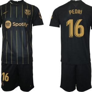 Neuen FC Barcelona Trikots 2022/23 Schwarz Gold Trikotsatz mit Aufdruck PEDRI 16