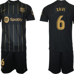 Neuen Fußballtrikot FC Barcelona Trikots der Saison 2022/23 Schwarz Gold Trikotsatz XAVI 6