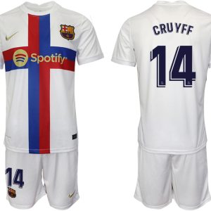 Neuen Fußballtrikots FC Barcelona 2022/23 Ausweichtrikot weiß für Herren CRUYFF 14