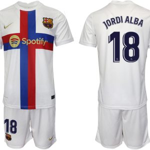 Neuen Fußballtrikots FC Barcelona 2022/23 Ausweichtrikot weiß für Herren JODRI ALBA 18