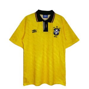 Vintage Signed Brasilien Fußball Heimtrikot 1991-1993 Umbro Cafu Brasil Gelb-1