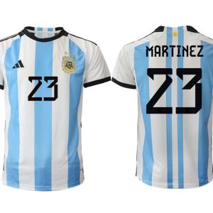 Argentinien Heimtrikot WM 2022 Weiss Blau Kurzarm Online Kaufen mit Aufdruck MARTINEZ 23