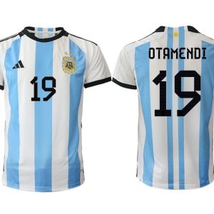 Argentinien Heimtrikot WM 2022 Weiss Blau Kurzarm Online Kaufen mit Aufdruck OTAMENDI 19