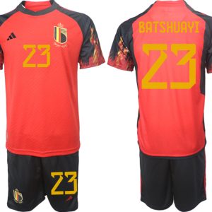 Belgien WM 2022 Heimtrikot rot schwarz Kurzarm + Kurze Hosen BATSHUAYI 23