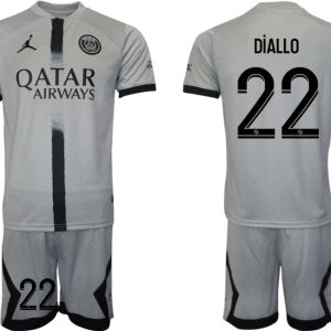 Fußballtrikot für Herren Paris Saint-Germain 22-23 Auswärtstrikot Graue DiALLO 22