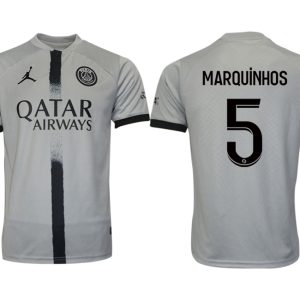 Fußballtrikot für Herren Paris Saint Germain PSG Auswärtstrikot 2022/23 Grau MARQUiNHOS 5