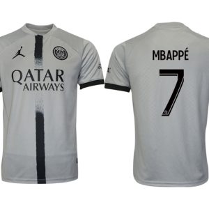 Fußballtrikot für Herren Paris Saint Germain PSG Auswärtstrikot 2022/23 Grau MBAPPÉ 7