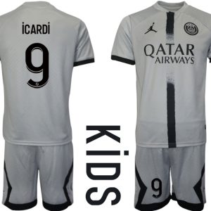 Fussballtrikots Günstig Paris Saint-Germain PSG 22-23 Auswärtstrikot Trikotsatz für Kinder iCARDi 9