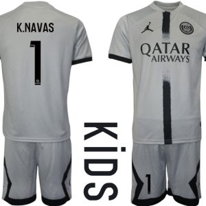 Fussballtrikots Günstig Paris Saint-Germain PSG 22-23 Auswärtstrikot Trikotsatz für Kinder K.NAVAS 1