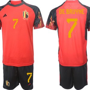 Herren Belgien WM 2022 Heimtrikot rot schwarz Trikotsatz Online Kaufen DE BRUYNE 7