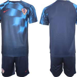 Herren Croatia 2022 World Cup Auswärtstrikot blackened blue Trikotsatz Kit