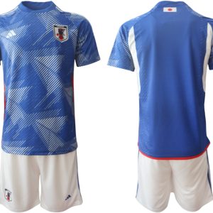 Herren Japan Heim Trikot WM 2022 blau Kurzarm + weiß Kurze Hose