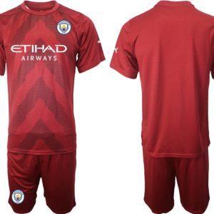 Herren Manchester City Goalkeeper Jersey 2022/23 rot Kurzarm + Kurze Hosen