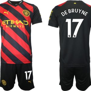 Herren Manchester City Trikot Away 2022/2023 schwarz rot mit Aufdruck DE BRUYNE 17