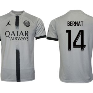 Herren Paris Saint Germain PSG Auswärtstrikot 2022/23 Grau mit Aufdruck BERNAT 14