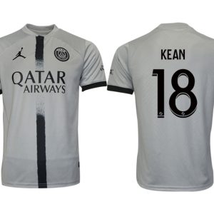 Herren Paris Saint Germain PSG Auswärtstrikot 2022/23 Grau mit Aufdruck KEAN 18