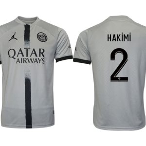 Herren Paris Saint Germain PSG Auswärtstrikot 2022/23 Grau Neuen Fussballtrikots HAKiMi 2