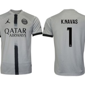 Herren Paris Saint Germain PSG Auswärtstrikot 2022/23 Grau Neuen Fussballtrikots K.NAVAS 1