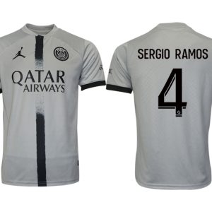 Herren Paris Saint Germain PSG Auswärtstrikot 2022/23 Grau Neuen Fussballtrikots SERGIO RAMOS 4