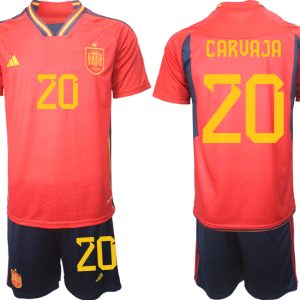 Herren Spanien WM 2022 Heimtrikot Teampower Rot Trikotsatz mit Aufdruck CARVAJA 20