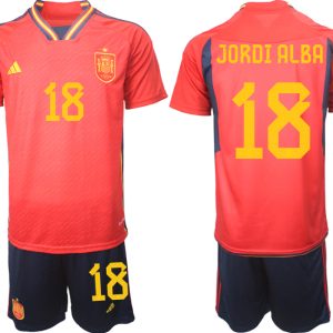 Herren Spanien WM 2022 Heimtrikot Teampower Rot Trikotsatz mit Aufdruck JORDI ALBA 18