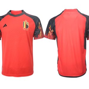 Kaufe Neue Fußballtrikots Belgien WM 2022 Trikot rot schwarz Herren Heimtrikot