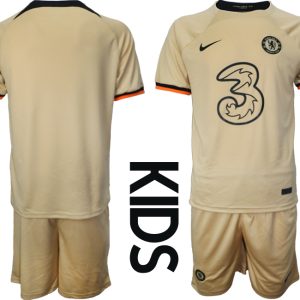 Kinder Chelsea FC 2022/23 Ausweichtrikot Orange Kurzarm + Kurze Hosen