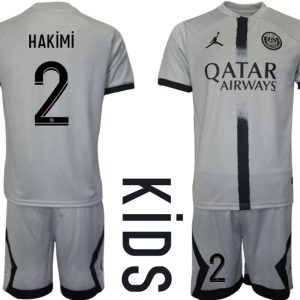 Kinder Fussballtrikots Günstig Paris Saint-Germain PSG 22-23 Auswärtstrikot Trikotsatz HAKiMi 2