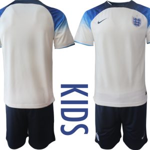 Kinder Heimtrikot England 2022 World Cup weiß blau FußballTrikot Outlet