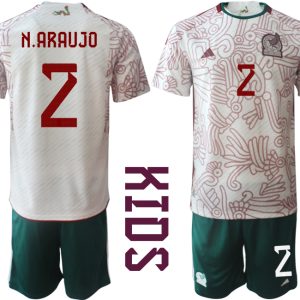 Kinder Mexiko 2022 WM Auswärtstrikot Fußball Trikot Outlet N.ARAUJO 2