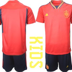 Kinderheim Trikot Spanien WM 2022 Teampower Rot Trikotsatz