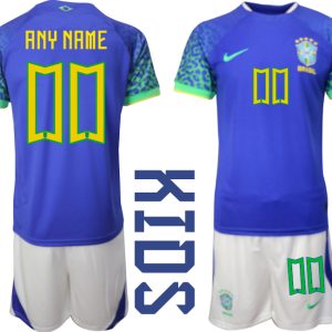 Kindertrikot Brasilien WM 2022 Auswärtstrikot blaue weiß Fußballtrikot Sale