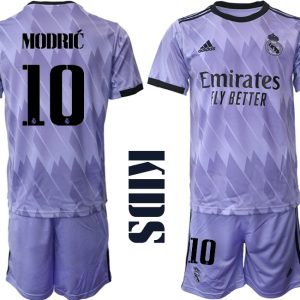 MODRIĆ 10 Real Madrid Auswärtstrikot 2022/23 Trikot Away Lila für Kinder