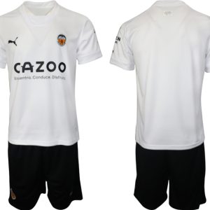 Valencia CF 2022-23 Herren Heimtrikot Weiß Kurzarm + schwarz Kurze Hosen