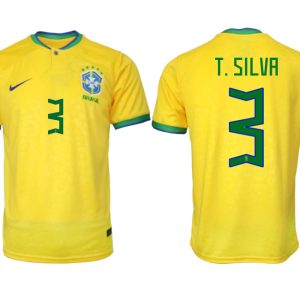 Brasilien FIFA WM Katar 2022 Heimtrikot gelb Kurzarm für Herren T.SILVA 3