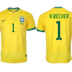 Brasilien FIFA WM Katar 2022 Heimtrikot gelb Kurzarm Neuen Fußballtrikots A.BECKER 1