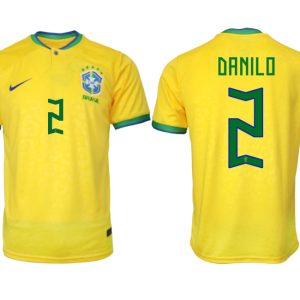 Brasilien FIFA WM Katar 2022 Heimtrikot gelb Kurzarm Neuen Fußballtrikots DANILO 2