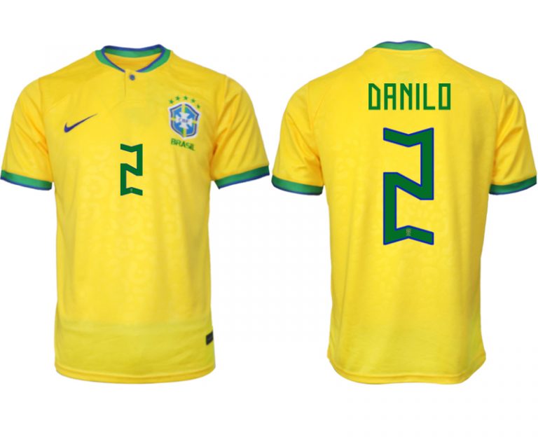 Brasilien FIFA WM Katar 2022 Heimtrikot gelb Kurzarm Neuen Fußballtrikots DANILO 2