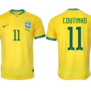 COUTINHO #11 Brasilien FIFA WM Katar 2022 Heimtrikot gelb Kurzarm Fußballtrikot Herren Sale