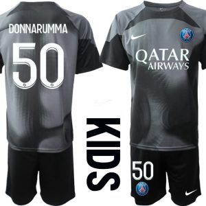 DONNARUMMA 50 Kinder Paris Saint Germain PSG Goalkeeper 2022/23 schwarz Kurzarm Trikotsatz Kit