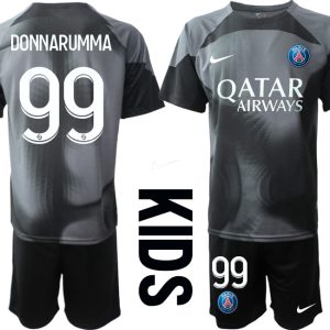 DONNARUMMA 99 Kinder Paris Saint Germain PSG Goalkeeper 2022/23 schwarz Kurzarm Trikotsatz