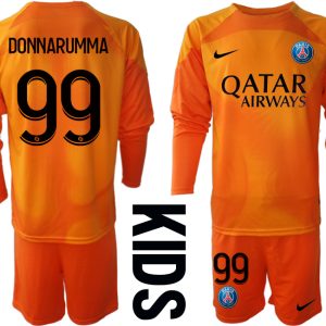 DONNARUMMA 99 Paris Saint Germain PSG Goalkeeper 2022/23 Orange Langarm für Kinder