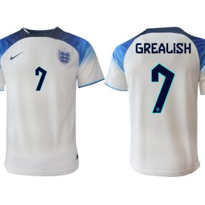 England FIFA WM Katar 2022 weiß blau Herren Heimtrikot mit Namen GREALISH 7