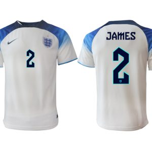 England FIFA WM Katar 2022 weiß blau Herren Heimtrikot mit Namen JAMES 2