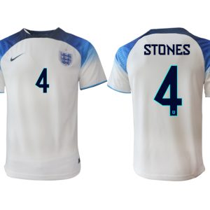 England FIFA WM Katar 2022 weiß blau Herren Heimtrikot mit Namen STONES 4